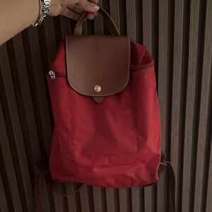 Longchamp Red and Brown Backpack